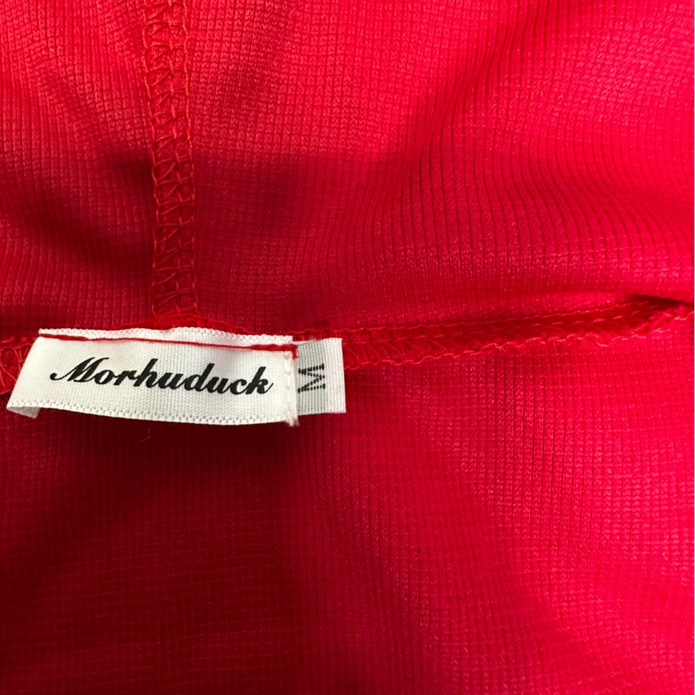 Morhuduck Two-Piece Red Waffle Knit Sleeveless Hooded Tank and Pant Set Size M N - Picture 11 of 14